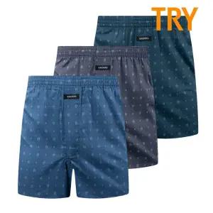 [TRY]트라이 남성 트렁크팬티 순면 60수 레이더스 사각박서 3매입 패턴A
