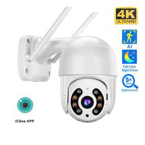 8MP 4K 무선 PTZ 카메라 HD 1080P 컬러 비전 WIFI IP 야외 5MP AI 자동 추적 감시 ICS