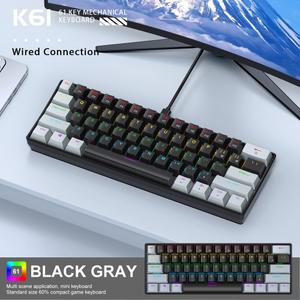 APAYADO K61 60 게임 기계식 61키 키보드 유선 미니 빨간/파란 PC/노트북용 RGB 인체공학적 휴대용 스위치 PHANTOM