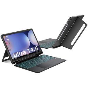 삼성 갤럭시 탭용 JUQITECH 트랙패드 키보드 케이스 14.6인치 S10 울트라/S9 울트라/S8 울트라, 백라이트 킥스탠드 마그네틱 무선 태블릿 SM-X920/X926B SM-X910/X916B/X918U SM-X900/X906