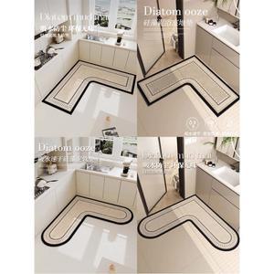L자형 주방매트 카페트 디자인 100x100x45cm 45 ㄱ자 하트 조개 디자인01