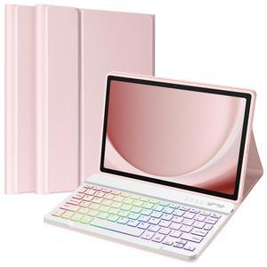 삼성 갤럭시 탭 A9 플러스 11인치 2023 모델용 TaIYangG 백라이트 키보드 케이스(SM-X210/X216/X218), 자석 분리형 무선 블루투스 키보드가 있는 슬림 경량 스탠드 커버, 핑크