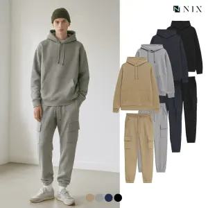 [NIX]유니) 3단쭈리 기모 후드+카고 조거 세트(세미오버핏) (FNPWCZM701P)