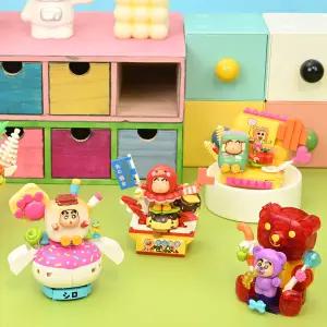 짱구는못말려 음식물 시리즈 피규어 블록 / 솜사탕 타코야끼 초코비 새우칩 아이스크림 곰돌이캔디