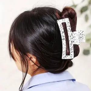 대형 집게핀 사각 페인팅 화이트 삔 빅사이즈 여성-WFHF0JK