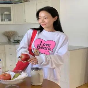 러브베어 오버핏 라운드 맨투맨 (3color)