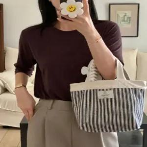 어텀스판 심플 찰랑 5부 티셔츠 (3color)