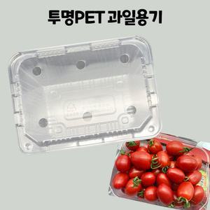 일회용 포장 pet 사각 투명 과일 용기 용품 방울토마토 / 딸기 500A-1 100개