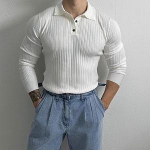 헬창옷 남자큰옷 골지 머슬핏 니트 긴팔 카라티