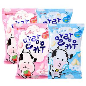 롯데제과 말랑카우 79g 2종 x4개(밀크x2 + 딸기x2)