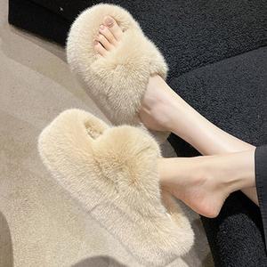 겨울 밍크 퍼 실내화 굽7cm 털 슬리퍼 사무실 병원 논슬립 거실화 네일샵 키높이효과