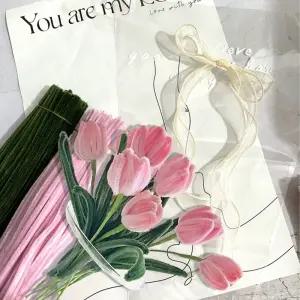 조화 DIY 튤립 꽃다발 만들기 세트/장미/꽃꽂이/인테리어/인조/꽃/미니/장식/해바라기/모루/취미/생활/
