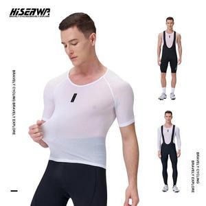HISERWA 사이클링 기본 레이어 남자 여름 언더 셔츠 MTB 도로 자전거 속옷 통기성 빠른 건조 메쉬