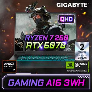 기가바이트 Gaming A16 3WH 라이젠 R7 RTX5070 지포스 게이밍 노트북 QHD 165Hz IPS