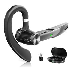 컴퓨터, 노트북, 휴대폰, 원격 근무, 콜센터, 트럭 운전사 업무용 마이크 400mAh 디스플레이 충전 케이스 USB 동글이 내장된 헤로린 무선 블루투스 헤드셋