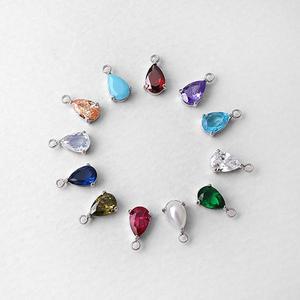 싼비즈 [8-159-02]써지컬스틸 펜던트 탄생석 물방울 5x7mm ,1개
