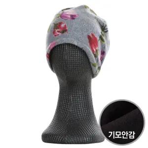[샵앤][샵앤] 국산 여성 기모안감 꿀벌 꽃 실내두건 비니 방한 모자 TRW-WH-0798-그레이