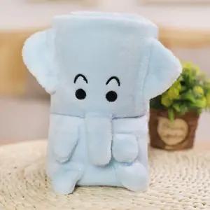 휴대용 극세사 동물담요 푸른코끼리/담요/어깨/낮잠이불/블랑켓/병원/사무실/수험생/아동/어린이/오피스/차