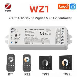 ZigBee 투야 와이파이 RF 조광기, WZ1 2CH LED 컨트롤러, 12V-24V RT1 RT2 TW1 TW2 패널 원격 키트, CCT 단