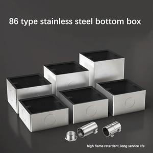 유형 86 표면 실장 범용 벽 스위치 소켓 와이어 정션 박스 스테인레스 스틸 패널 버튼 금속 상자 20mm 구멍