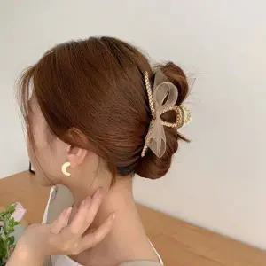 신상 리본 집게핀 쉬폰 헤어 장식 올림머리 머리핀-WB760F0