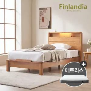 로렌스 원목 평상형 슈퍼싱글침대SS+무중력메모리폼매트리스