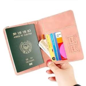 해외여행 가죽 여권케이스 트레블 월렛 파스텔 살구색 (WFJTX5H)