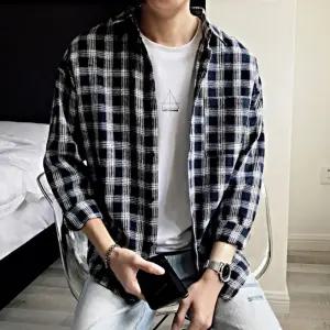 기본 체크 무늬 루즈핏 남자 남방 캐쥬얼 데일리룩
