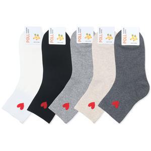국산 여자 하트 중목양말 단목 학생 흰 패션 양말