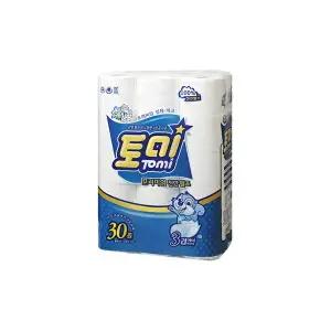 토미 천연펄프 두루마리 롤 화장지 엠보 3겹 30m 30롤