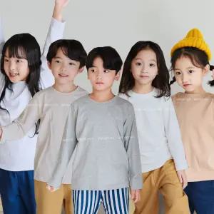 아동 유아 주니어 무지 데일리 기본 면티 단체 티 긴팔 티셔츠