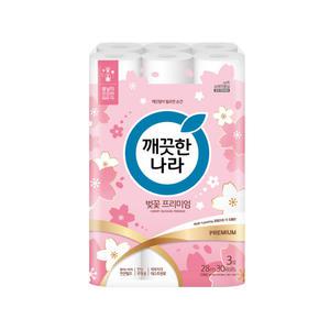 깨끗한나라 허브가든 벚꽃 프리미엄 3겹 28m 30롤 1팩/the