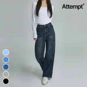 어템트 / 여성용 핏초이스진 / 와이드핏 / 사계절 데님 팬츠 / 3단기장 / S~2XL / 데일리핏 청바지 / 5가지컬러