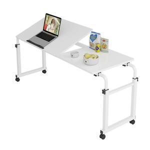베드테이블 높이조절 바퀴달린 컴퓨터책상 침실용 데스크 베드 테이블 120x45cm 원목