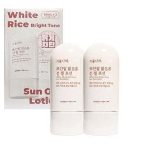식물나라 뽀얀쌀 맑은톤 선젤로션 60ml+60ml 더블 기획 (AD)
