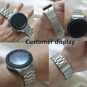 삼성 갤럭시 시계 S3 46mm SM-R800 스포츠 밴드 곡선 엔드 스트랩 손목 시계줄 실버 블랙에 대한 HQ 스테인