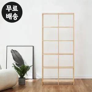 [벤티스가구]헨느 고무나무 원목 책장 5단 전면 책꽂이 서재 책장 높은 거실 수납장 800 내츄럴
