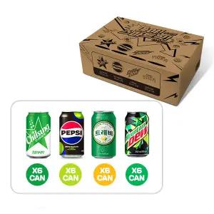 [유통기한 임박] 롯데칠성 스마트픽 탄산캔 4종 350ml, 24개