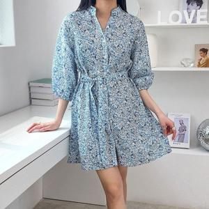 [VY] 여자 펀칭 나들이 칠부 벌룬 꽃무늬 남방 미니원피스_17156805_588847