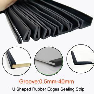블랙 U자형 고무 도장 그루브 엣지 유리 패널용 40MM 스트립 실드 자동차 문짝 1M 실링 보호대 타입 금속