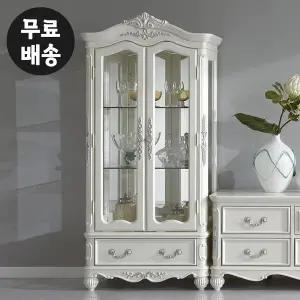 [벤티스가구]코코 엔틱 장식장 유리 진열장 인테리어 술 양주장 장식장 위스키장 거실 가구 3단(750)