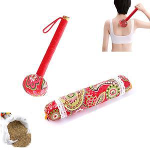 SavgU 2pcs 마사지 도구, 수동 바디 웜우드 해머 & 베개, 림프 배액, 및 목, 어깨, 허벅지, 다리 등의 스트레스 - (빨간색)
