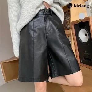 [키리앙] 슈더 절개 포인트 레더 반바지