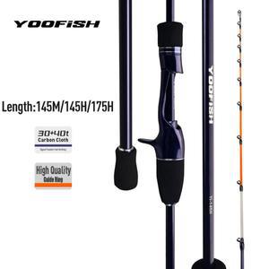 YOOFISH 낚싯대 탄소 1.45m 2 섹션 문어 티아늄 팁 오징어 낚시 캐스팅 막대 보트