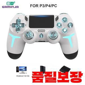 GAMINJA RGB 라이트 무선 게임 컨트롤러 PS4 콘솔 컴퓨터 PC LED 블루투스 패드 6 축 자이로 스코프 이중