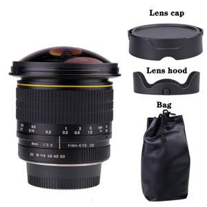 8mm F/3.0 비구면 원형 카메라 렌즈 Canon DSLR 550D 용 초광각 어안 무료