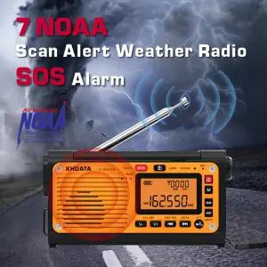 크랭크 라디오 재난 피난 등산 레져  XHDATA D-608WB 비상 기상 FM/AM/SW/NOAA 경고 휴대용 라디오전화 충