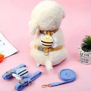 [콩심팥심]PET 리드줄 꿀벌 소형견하네스 하네스 가슴줄 세트 강