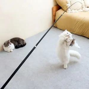 [콩심팥심]PET 4단 고양이4단낚시대 고양이낚시대 낚시대 접이식