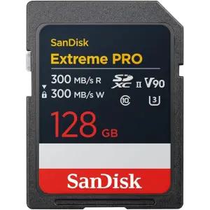SanDisk 128GB 익스트림 프로 SDXC UHS-II 메모리 카드 - 최대 300MB/s 읽기 및 쓰기 속도, V90, 8K, 4K UH